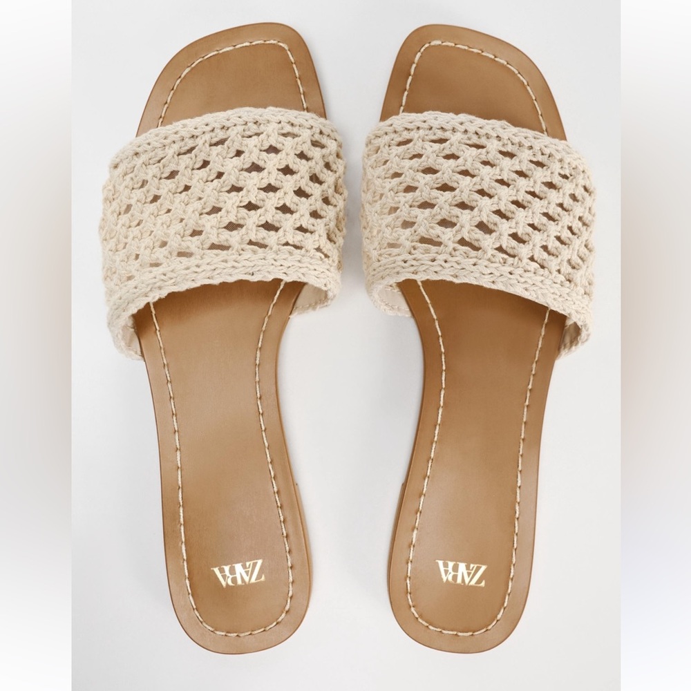 Zara Woven Tan Sandals